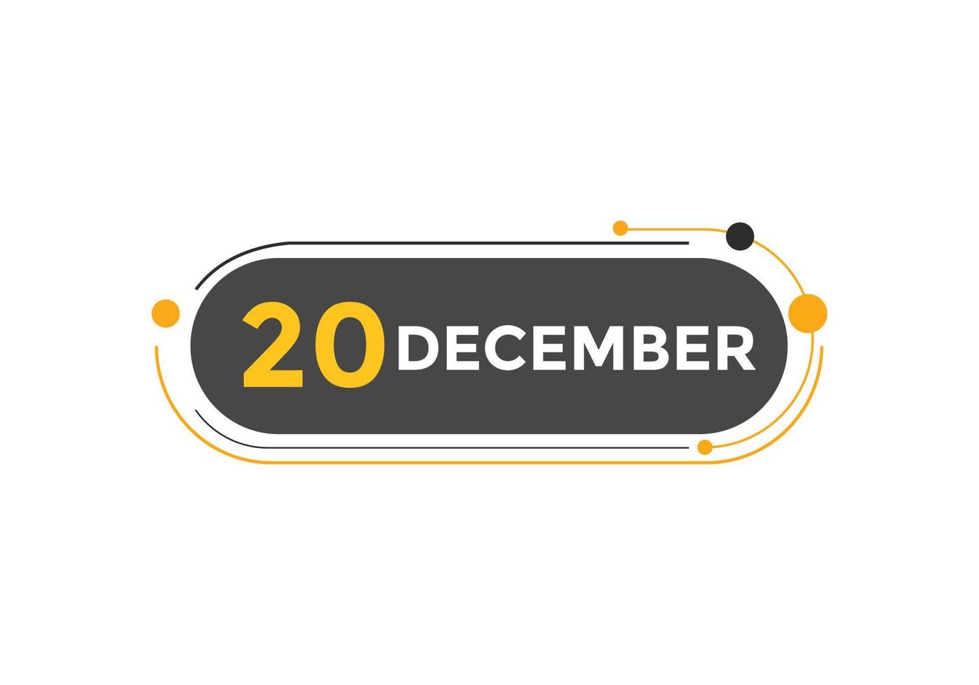 december 20 calendar reminder. 20th december daily calendar icon template. Calendar 20th december icon Design template. Vector illustration