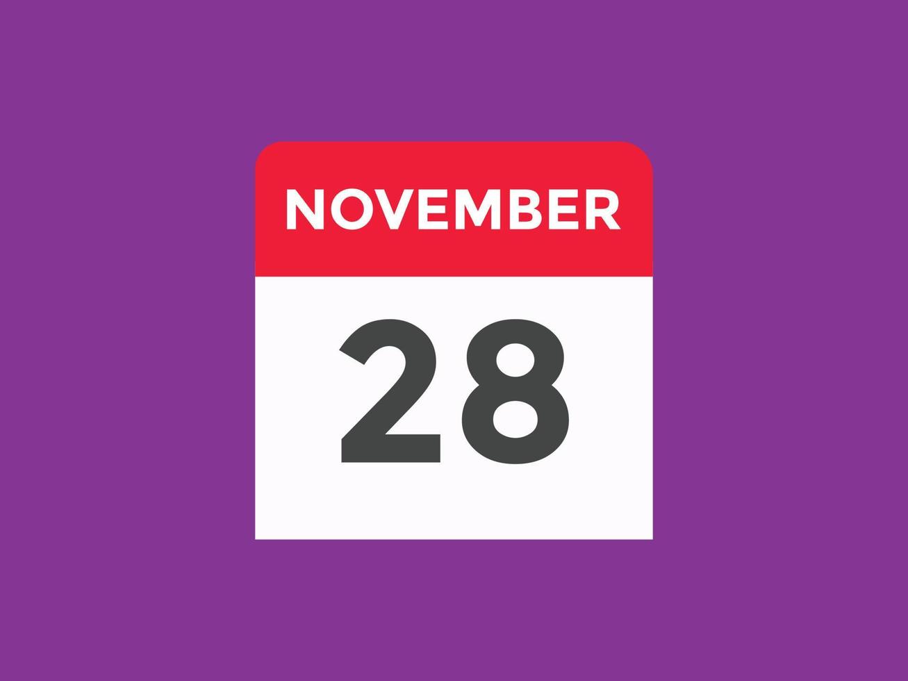 november 28 calendar reminder. 28th november daily calendar icon template. Calendar 28th november icon Design template. Vector illustration