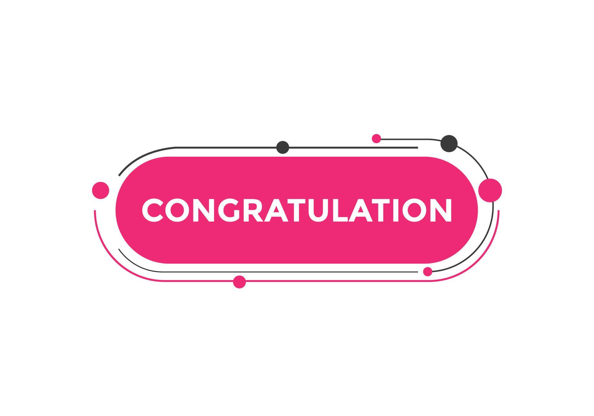 congratulation text button. speech bubble.Congratulations Colorful web