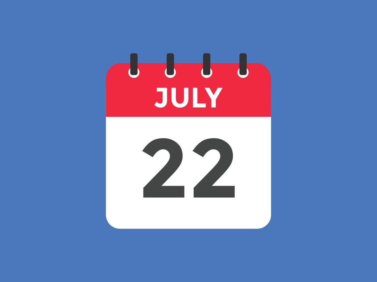 july 22 calendar reminder. 22th july daily calendar icon template. Calendar 22th july icon Design template. Vector illustration