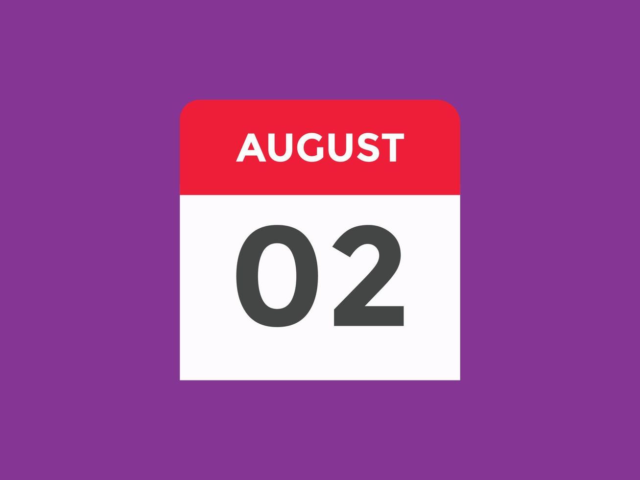 august 2 calendar reminder. 2nd august daily calendar icon template. Calendar 2nd august icon Design template. Vector illustration