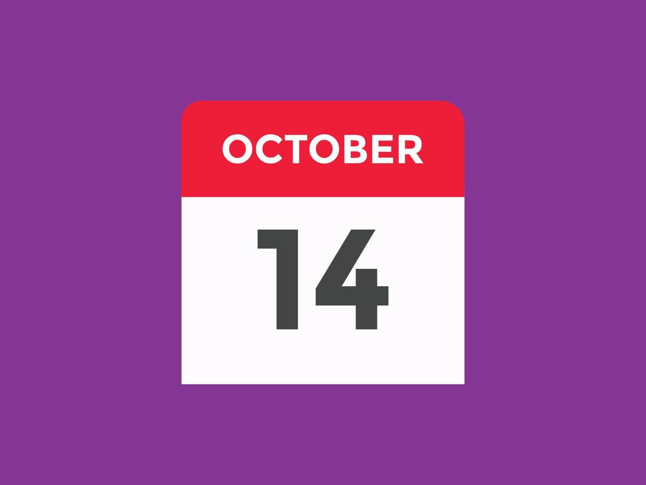 Recordatorio del calendario del 14 de octubre. Plantilla de icono de calendario diario del 14 de octubre. plantilla de diseño de icono de calendario 14 de octubre. ilustración vectorial vector