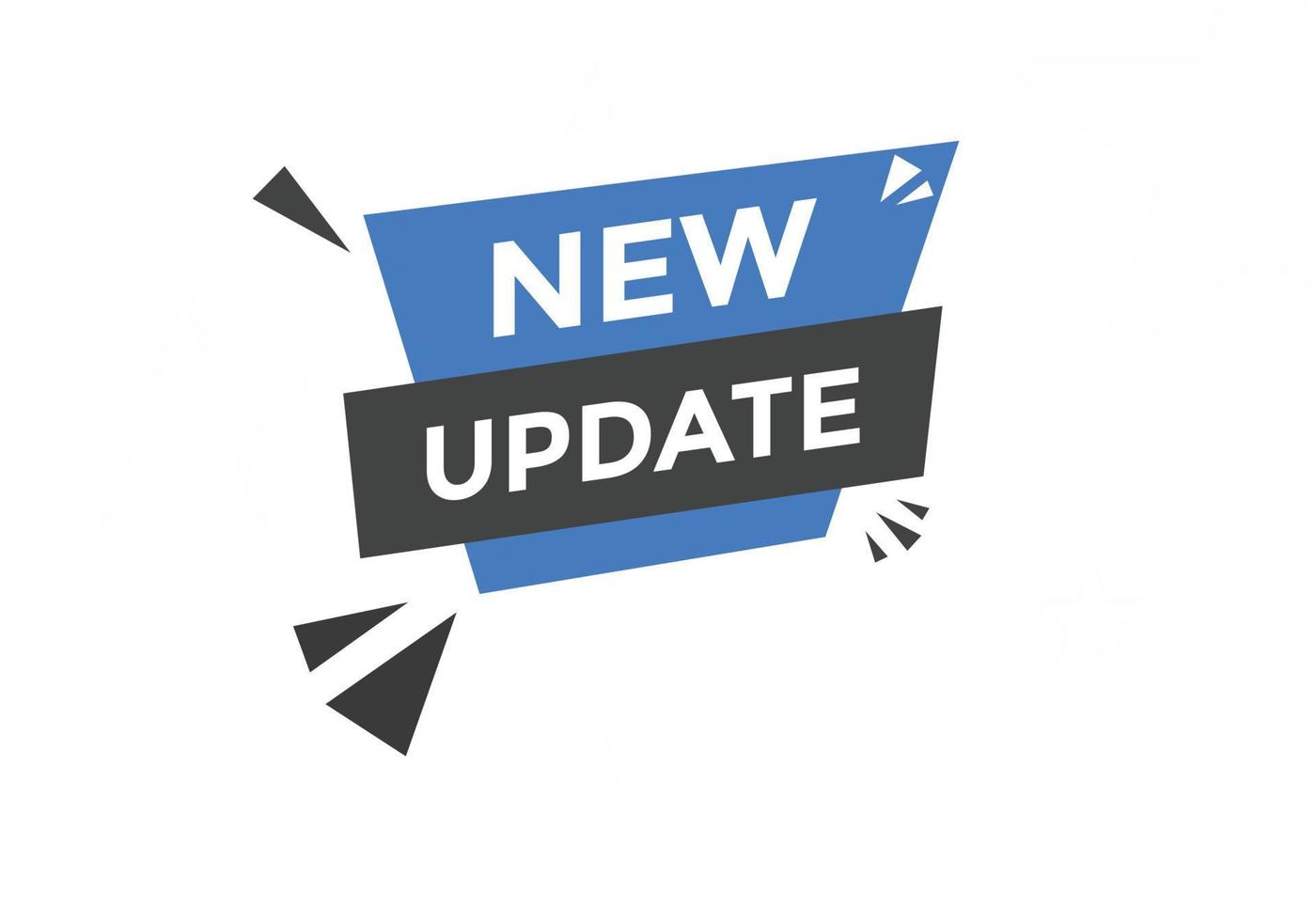 New update text web template. Vector Illustration. New update button. New update speech bubble