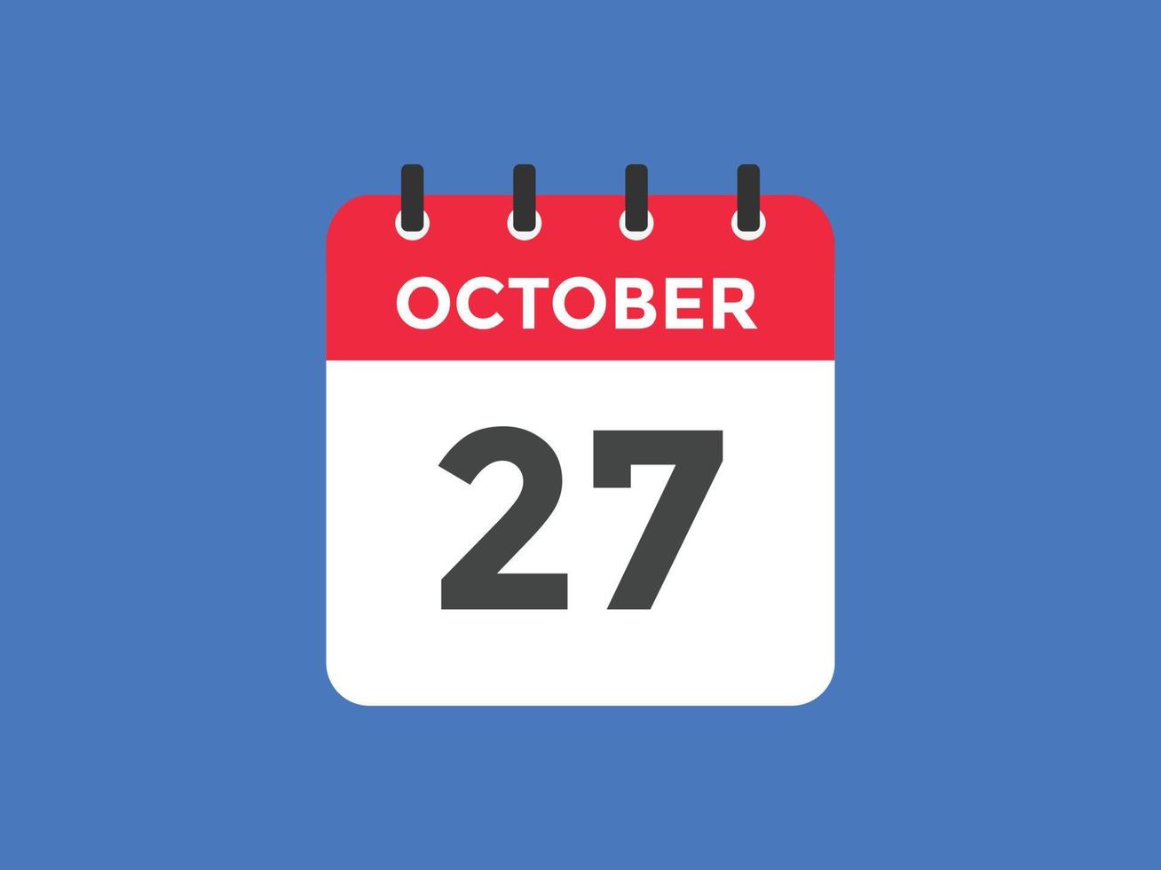 october 27 calendar reminder. 27th october daily calendar icon template. Calendar 27th october icon Design template. Vector illustration