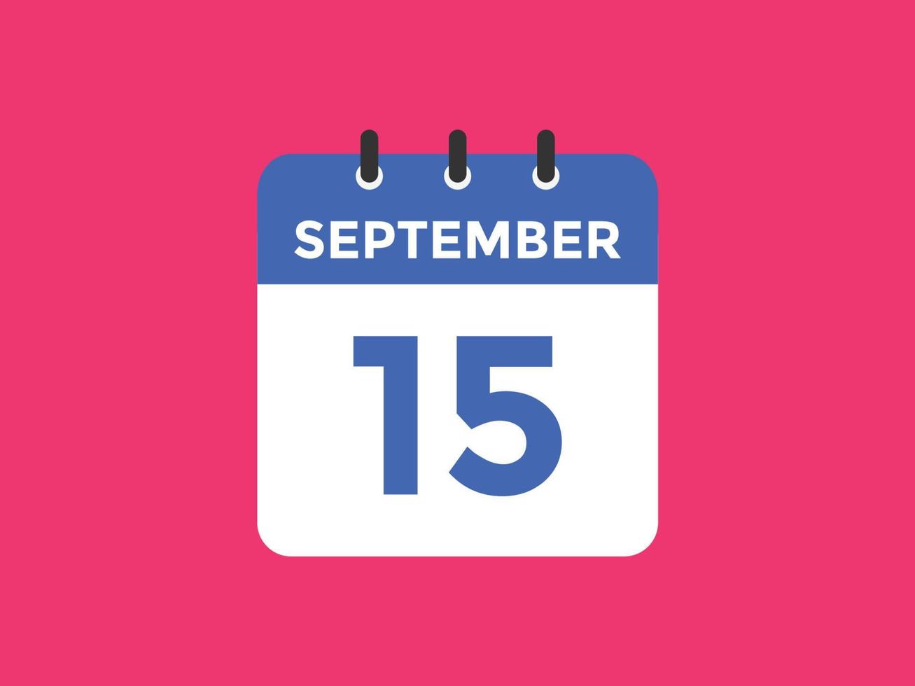 Recordatorio del calendario del 15 de septiembre. Plantilla de icono de calendario diario del 15 de septiembre. plantilla de diseño de icono de calendario 15 de septiembre. ilustración vectorial vector