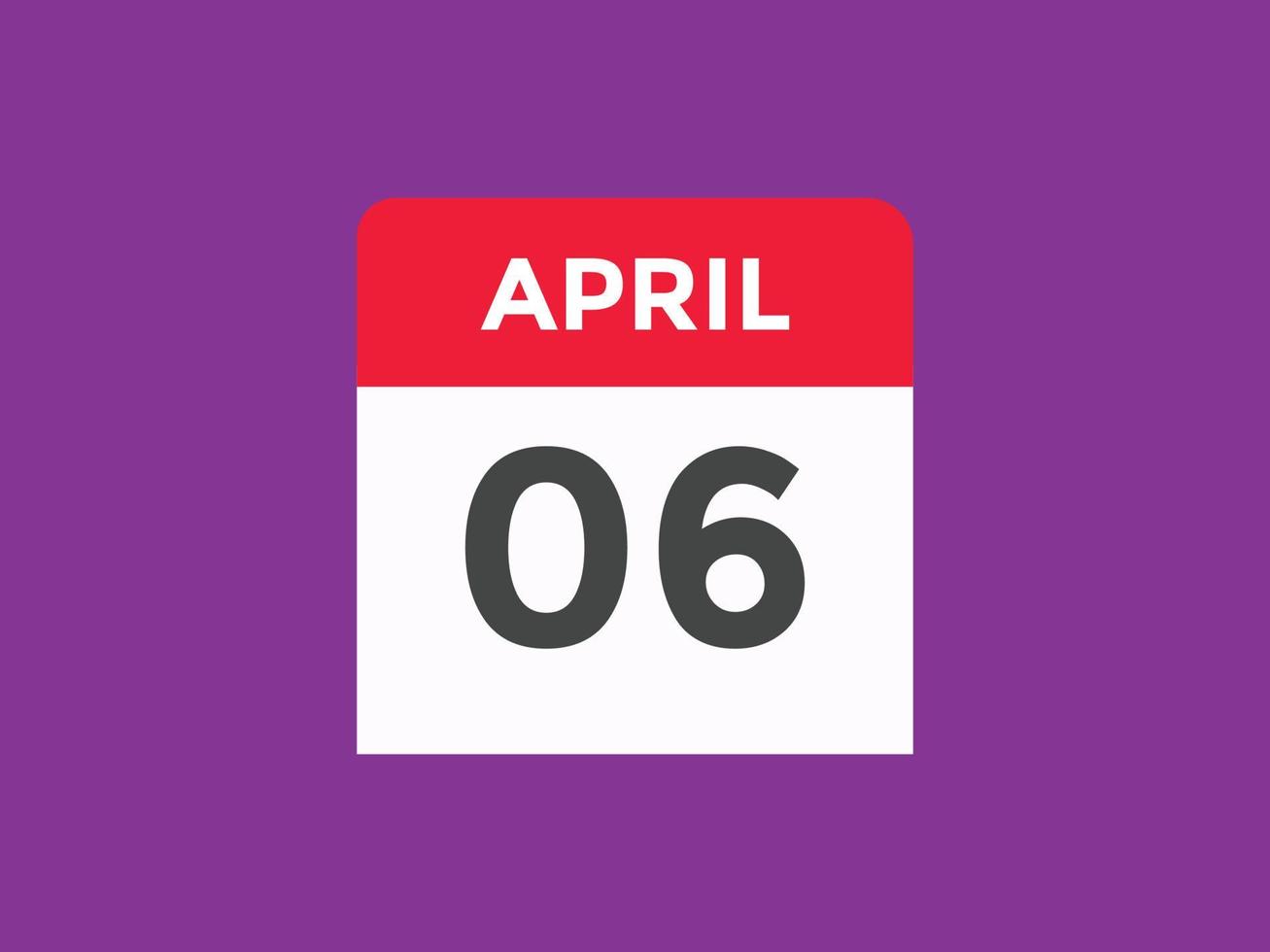 april 6 calendar reminder. 6th april daily calendar icon template
