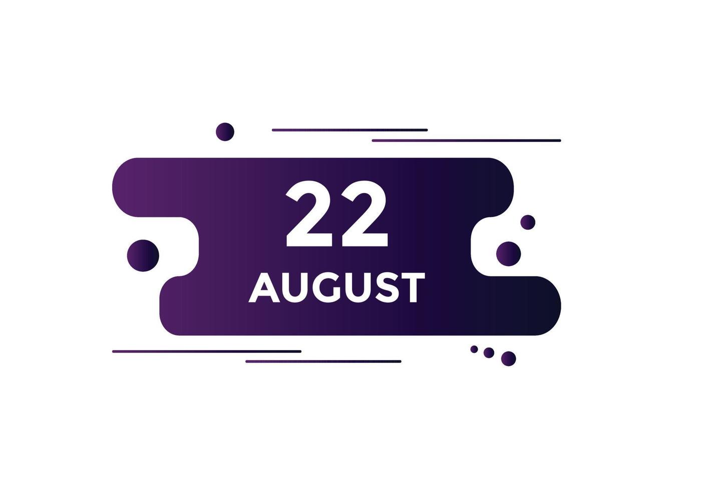 august 22 calendar reminder. 22th august daily calendar icon template. Calendar 22th august icon Design template. Vector illustration