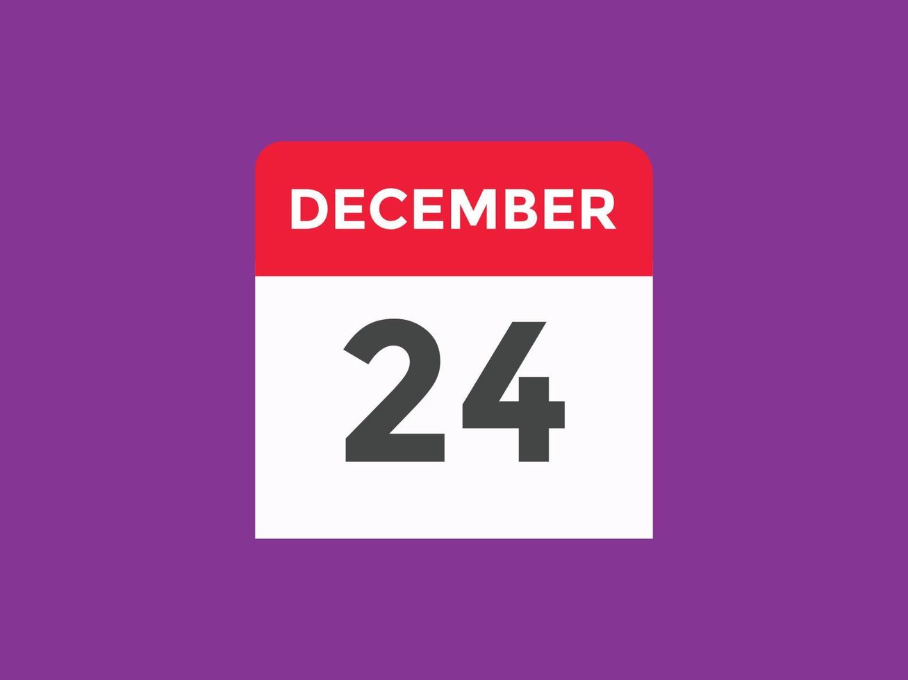 Recordatorio del calendario del 24 de diciembre. Plantilla de icono de calendario diario del 24 de diciembre. plantilla de diseño de icono de calendario 24 de diciembre. ilustración vectorial vector