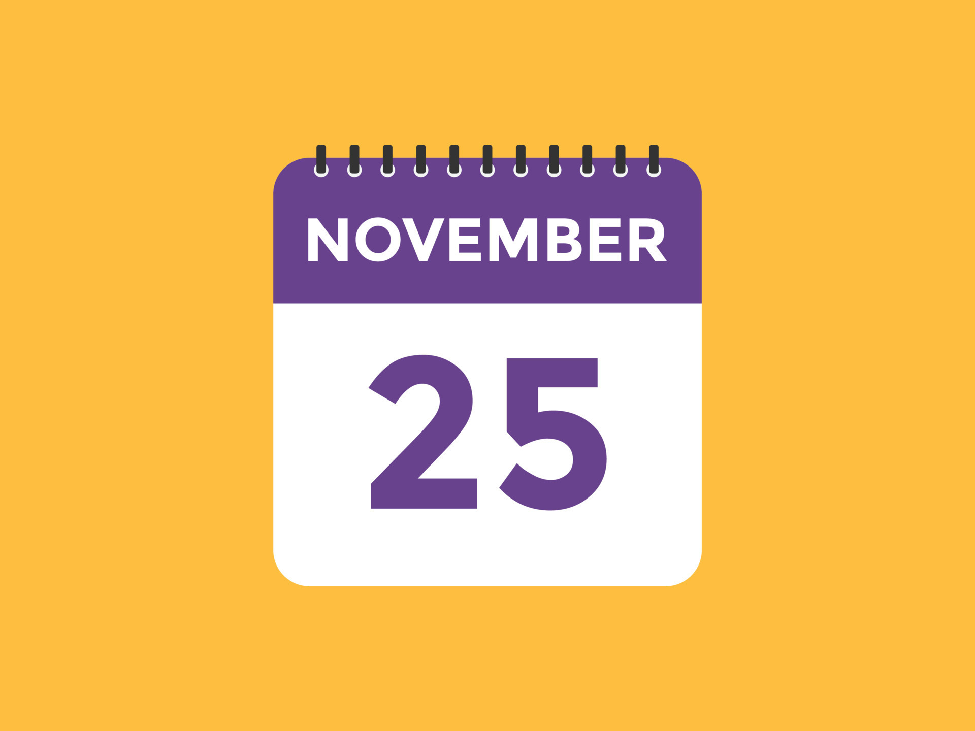 Recordatorio del calendario del 25 de noviembre. Plantilla de icono de calendario diario del 25