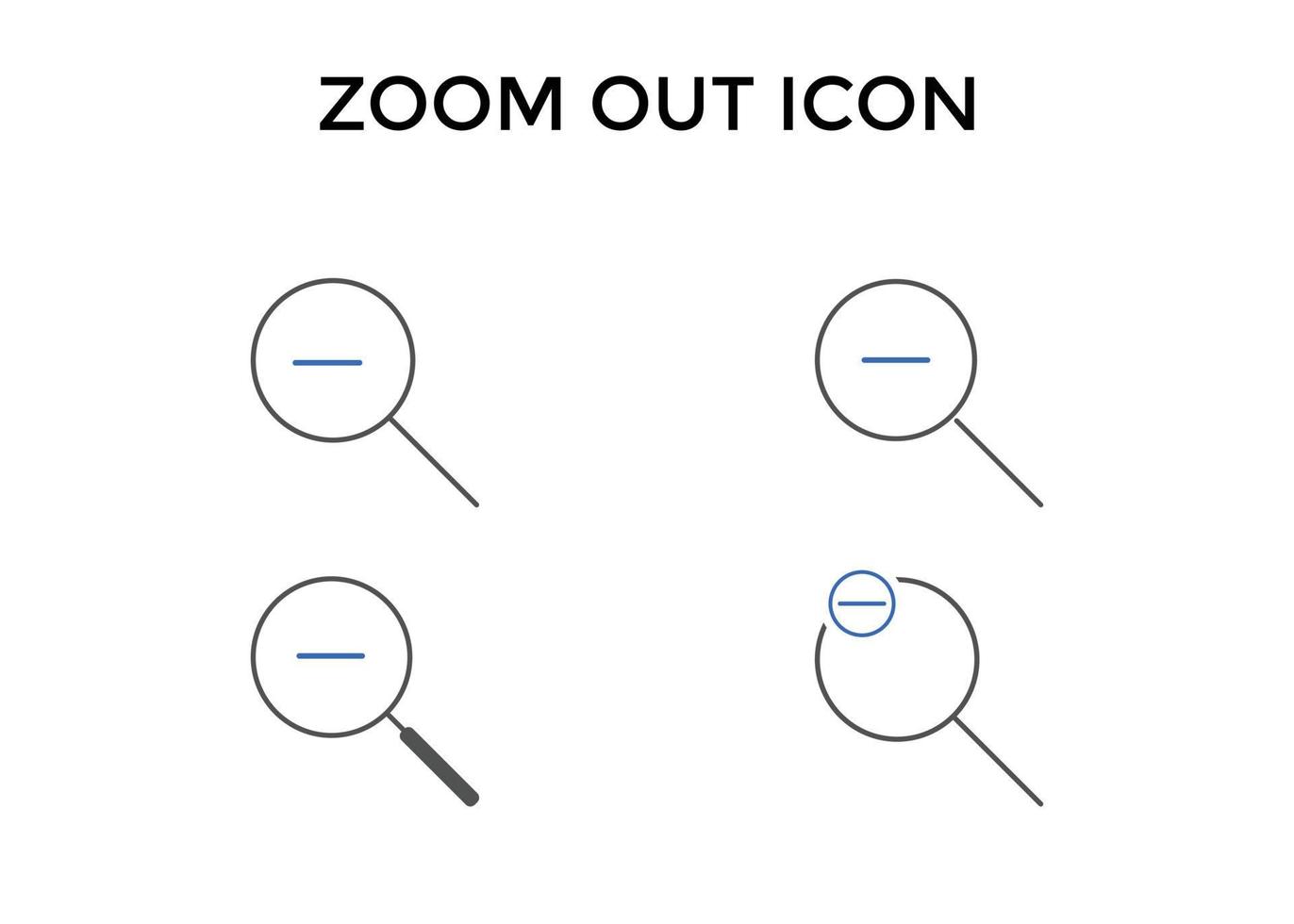 Set of zoom out icons. Magnifying glass zoom out sign. Used for SEO or websites vector