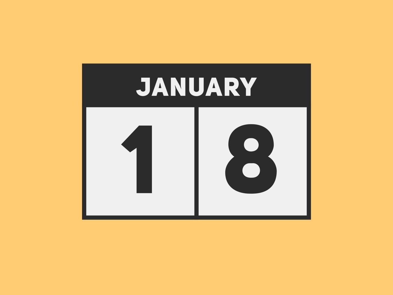 january 18 calendar reminder. 18th january daily calendar icon template. Calendar 18th january icon Design template. Vector illustration