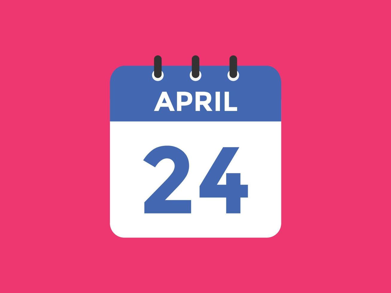 april 24 calendar reminder. 24th april daily calendar icon template. Calendar 24th april icon Design template. Vector illustration