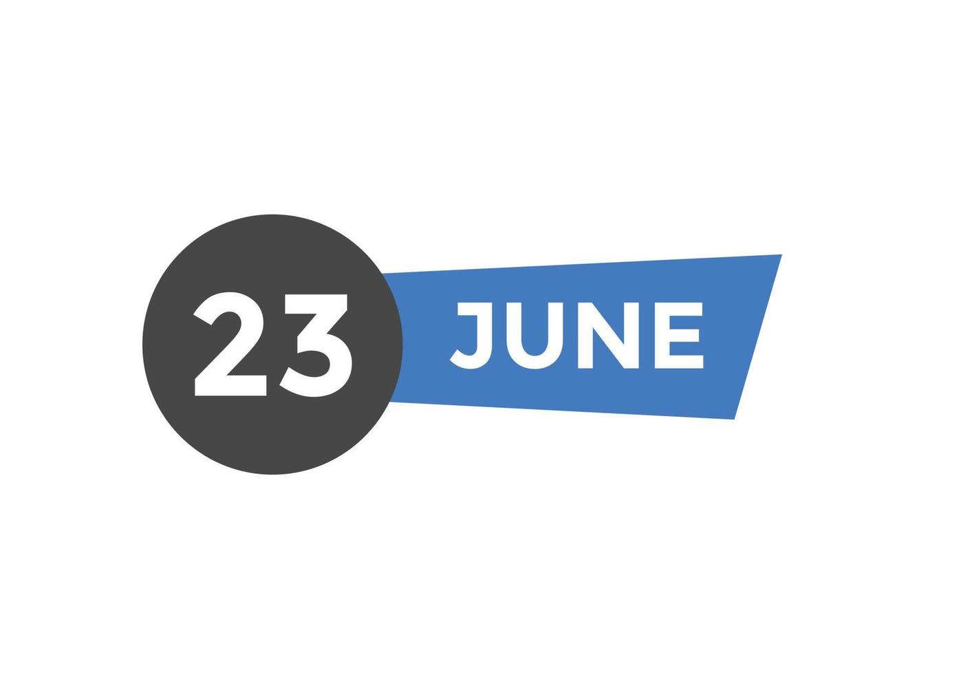 june 23 calendar reminder. 23th june daily calendar icon template. Calendar 23th june icon Design template. Vector illustration