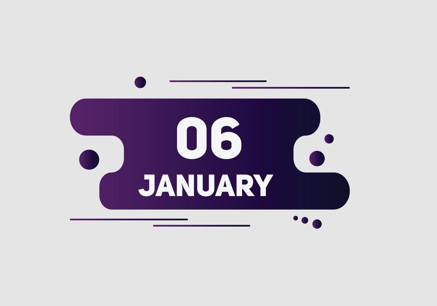 january 6 calendar reminder. 6th january daily calendar icon template. Calendar 6th january icon Design template. Vector illustration