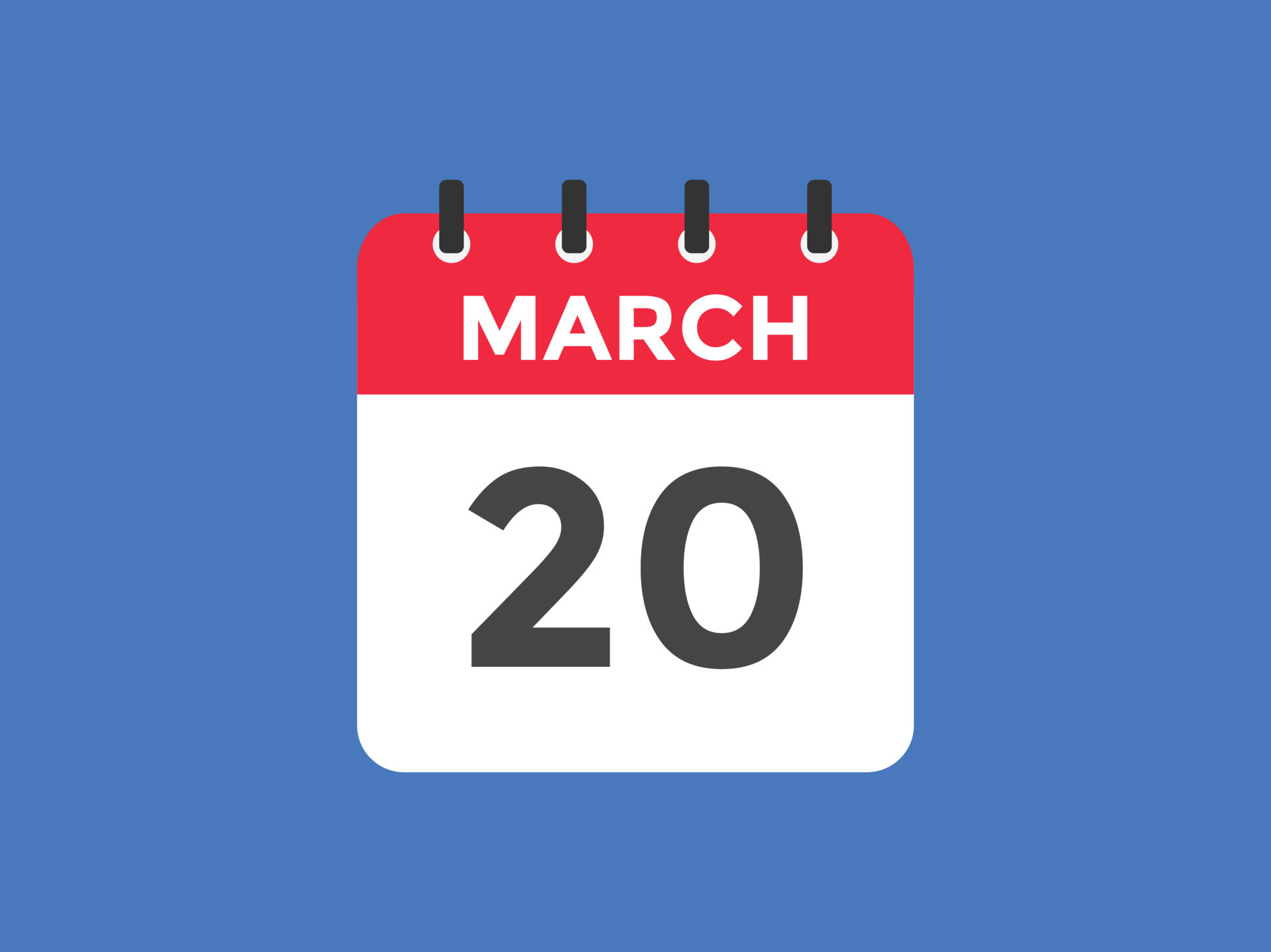 Recordatorio del calendario del 20 de marzo. Plantilla de icono de