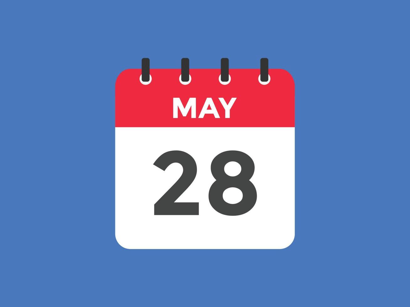 may 28 calendar reminder. 28th may daily calendar icon template. Calendar 28th may icon Design template. Vector illustration