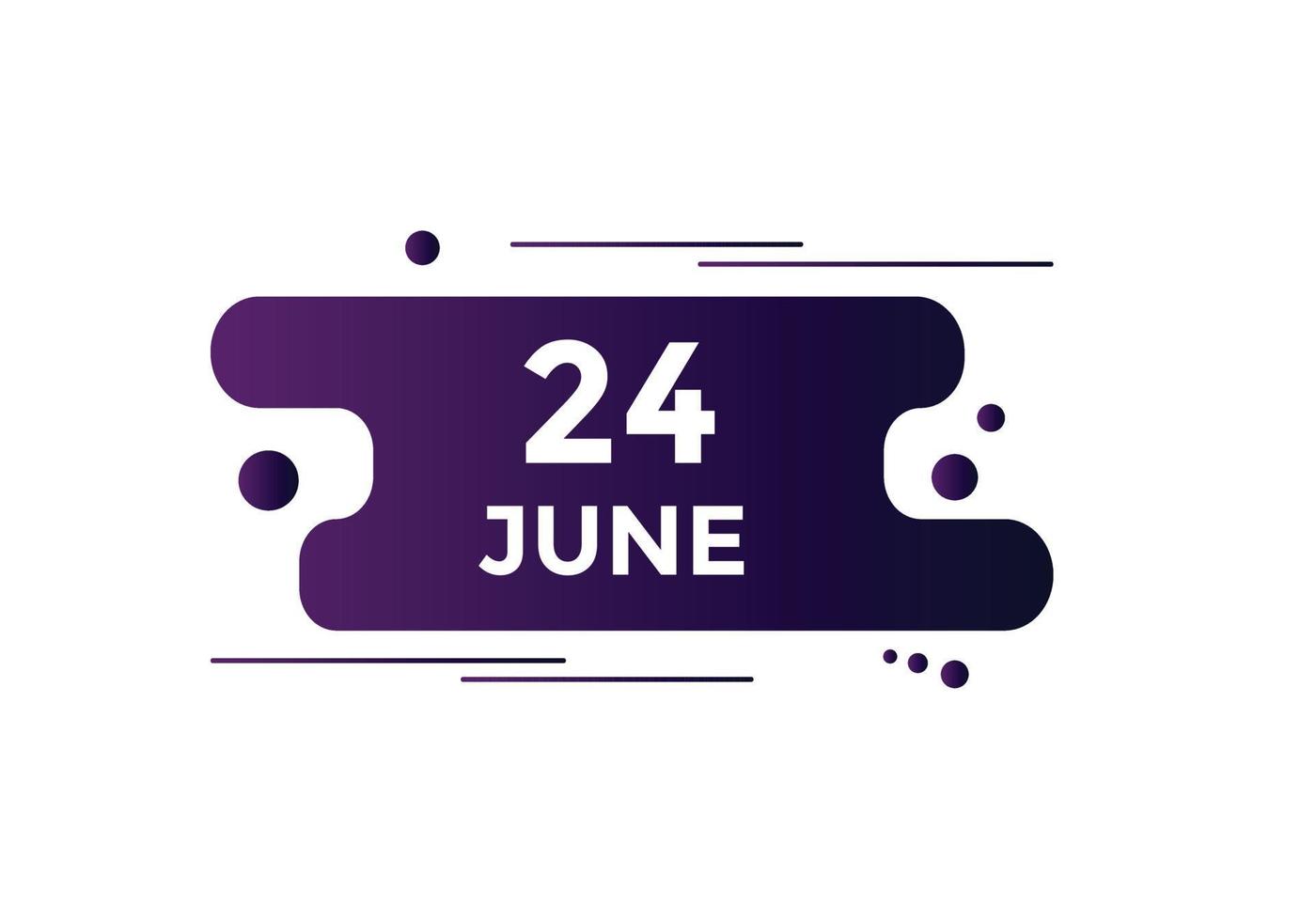 june 24 calendar reminder. 24th june daily calendar icon template. Calendar 24th june icon Design template. Vector illustration