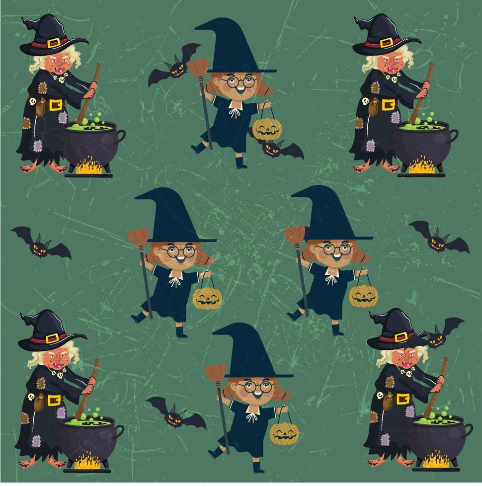 Halloween witch seamless pattern vector