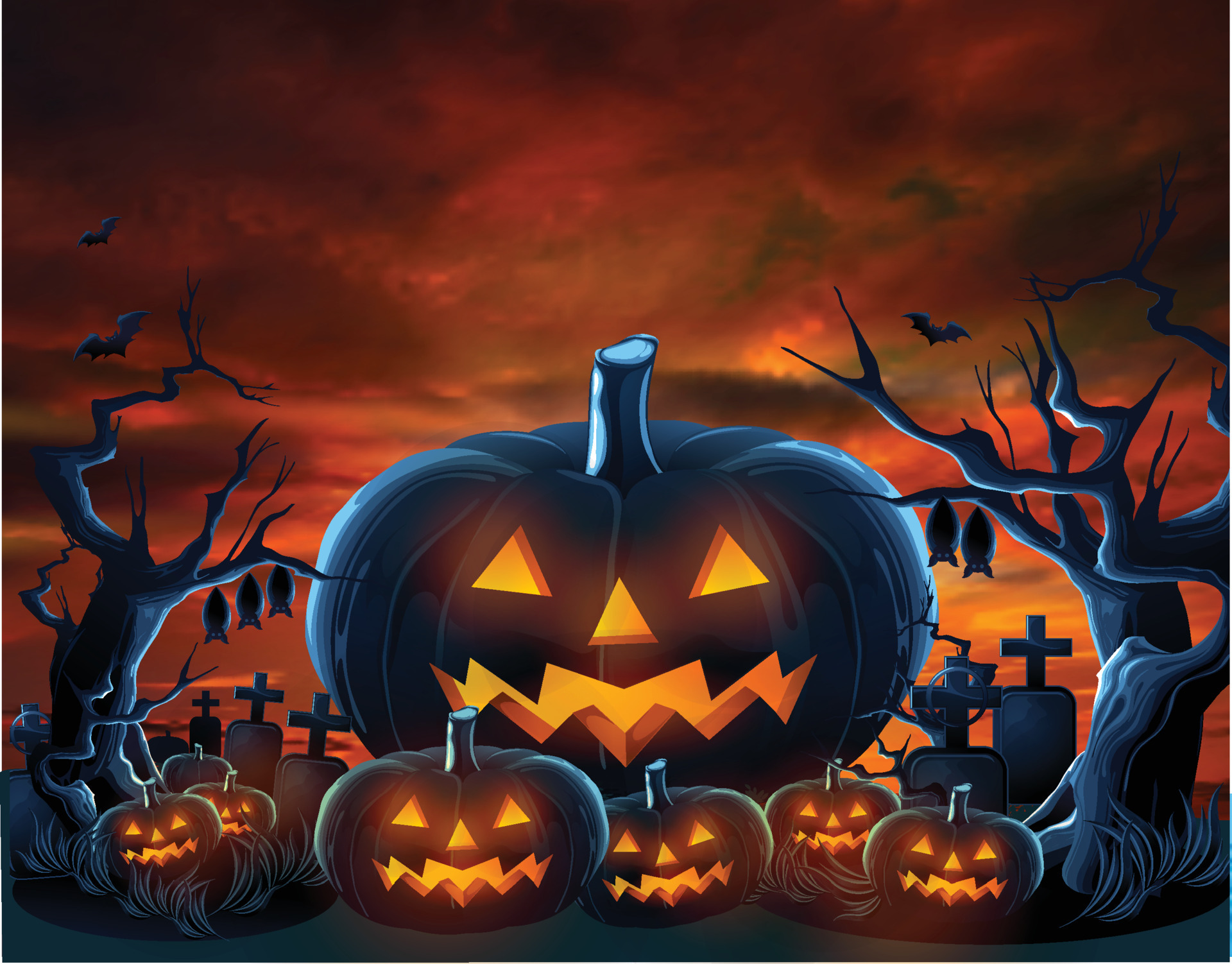 Halloween red background with pumpkins 11086256 Vector Art at Vecteezy