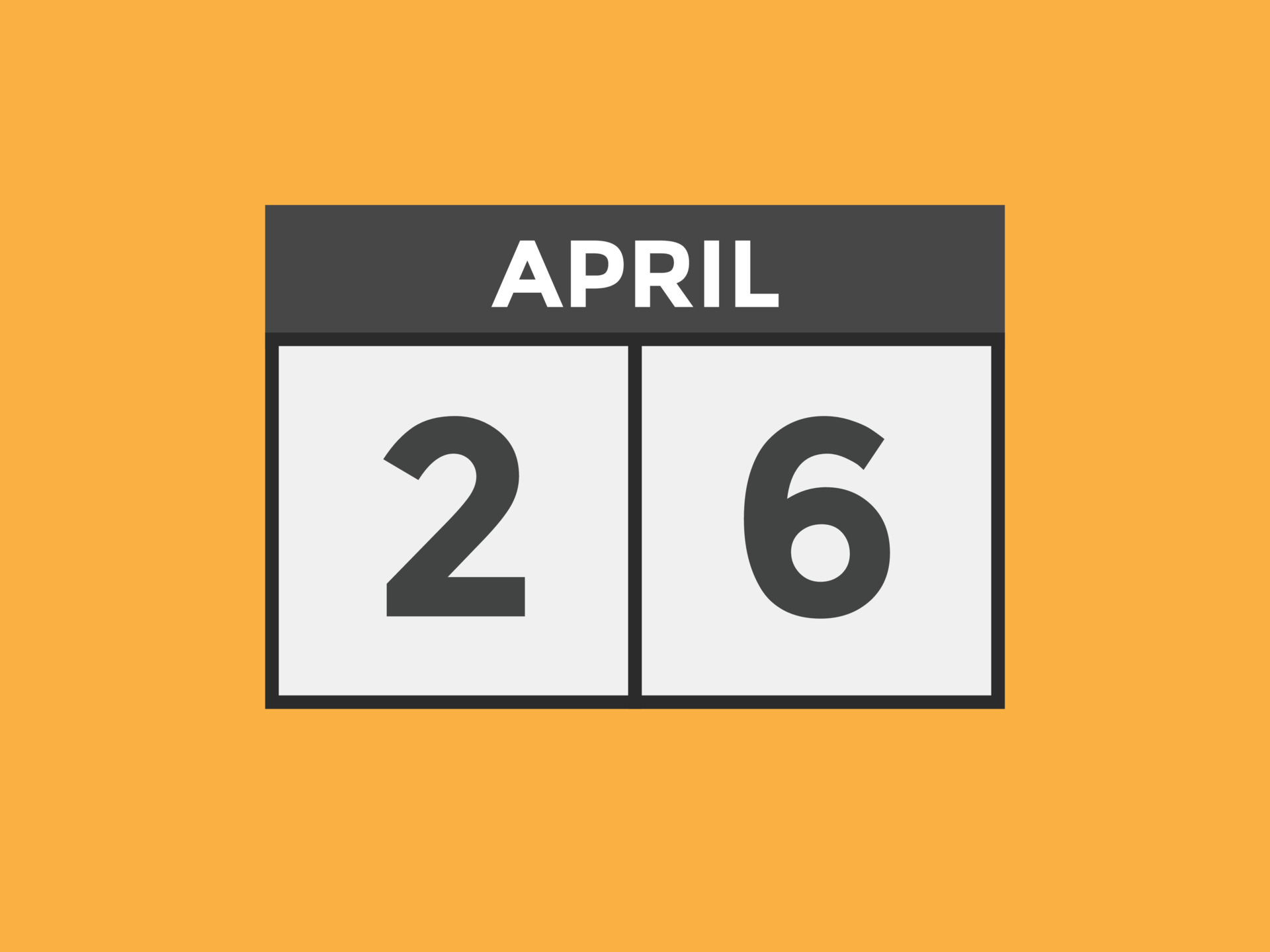 Recordatorio del calendario del 26 de abril. Plantilla de icono de