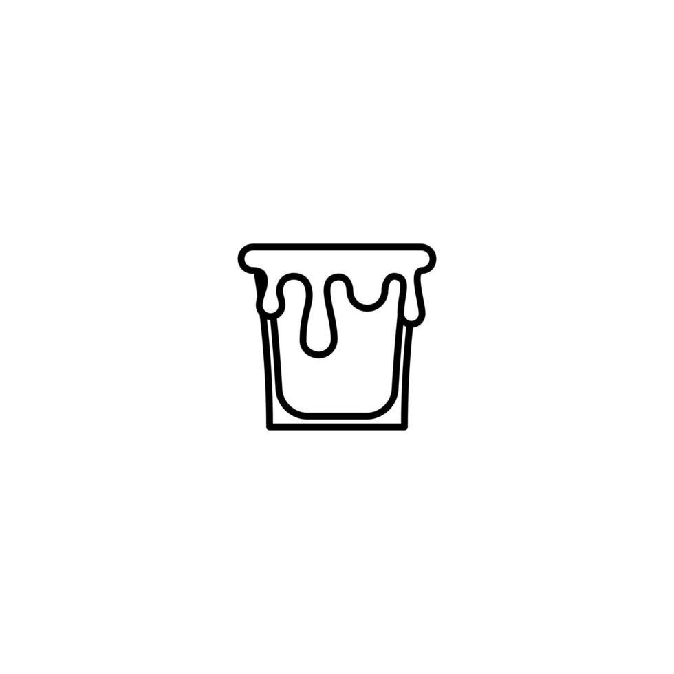 shot glass icon with overfilled with water on white background. simple, line, silhouette and clean style. black and white. suitable for symbol, sign, icon or logo vector