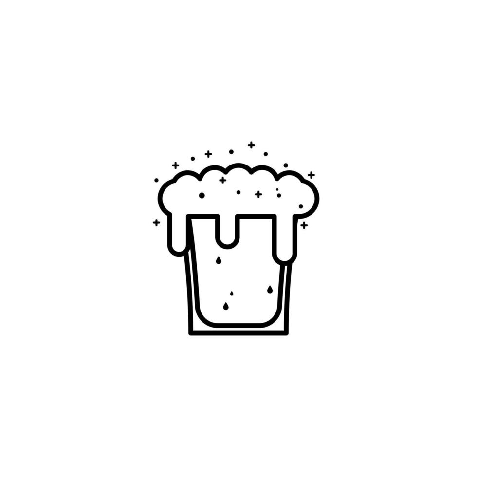 shot glass icon with soda and foam on white background. simple, line, silhouette and clean style. black and white. suitable for symbol, sign, icon or logo vector