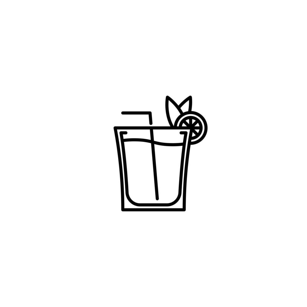 shot glass icon with straw and lemon slice on white background. simple, line, silhouette and clean style. black and white. suitable for symbol, sign, icon or logo vector