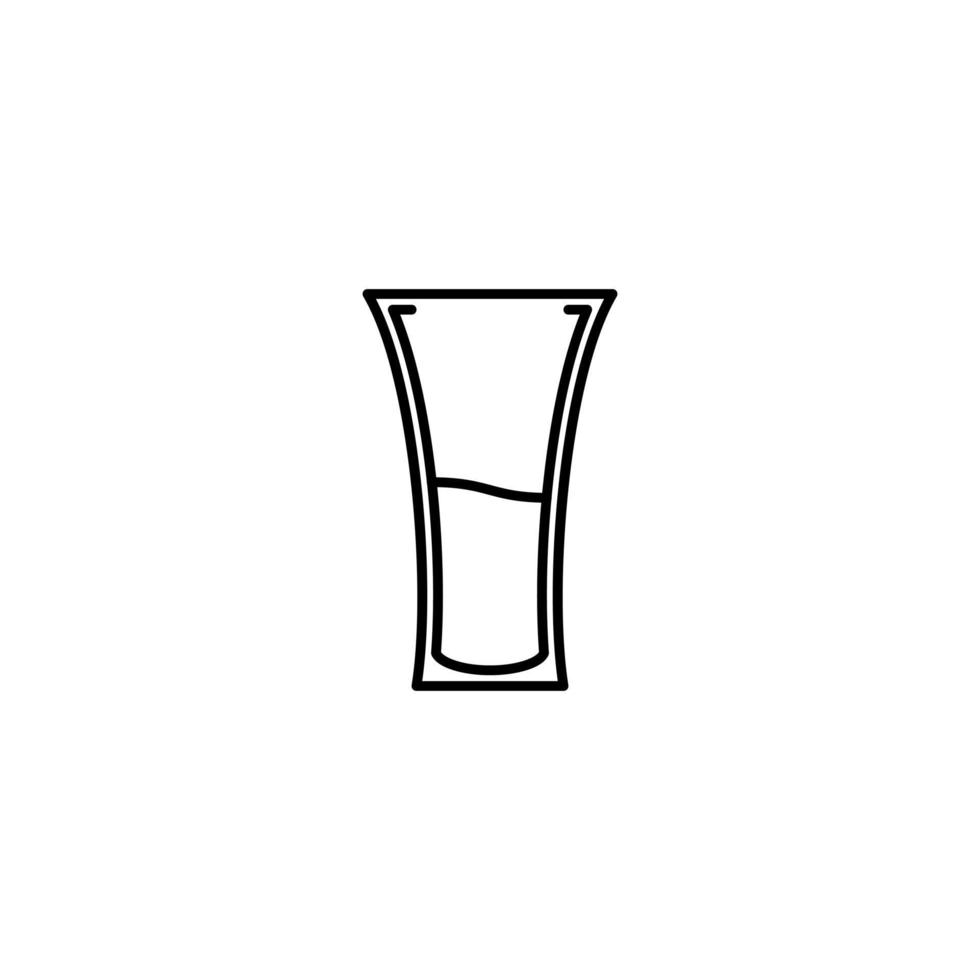 soft drink glass icon with half filled with water on white background. simple, line, silhouette and clean style. black and white. suitable for symbol, sign, icon or logo vector