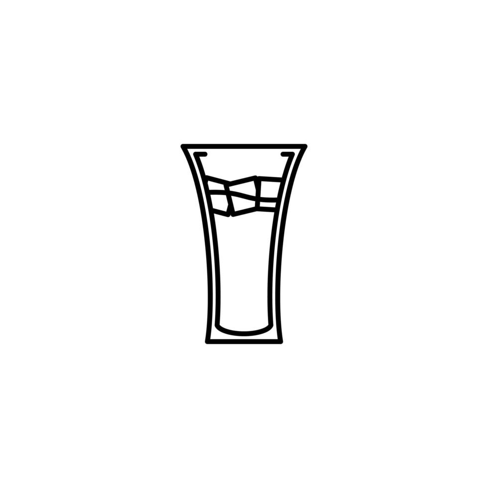 icono de vaso de refresco con cubo de hielo sobre fondo blanco. simple, línea, silueta y estilo limpio. en blanco y negro. adecuado para símbolo, signo, icono o logotipo vector