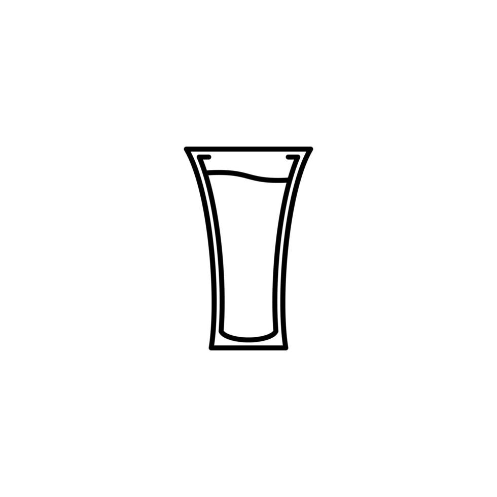 soft drink glass icon with full filled with water on white background. simple, line, silhouette and clean style. black and white. suitable for symbol, sign, icon or logo vector