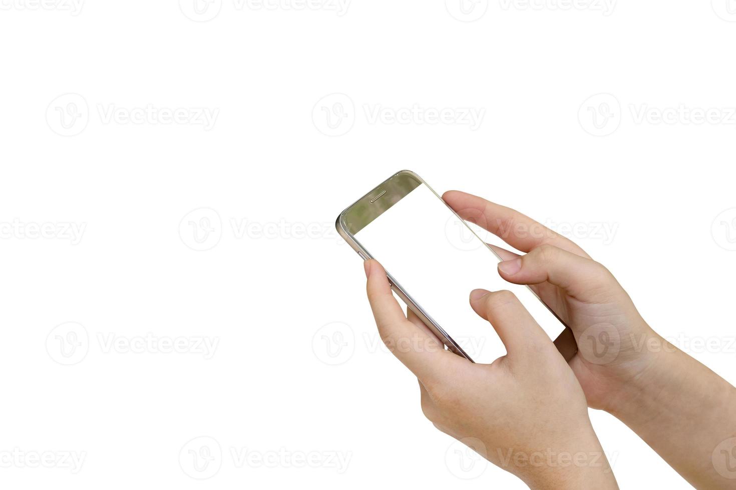 Woman using mobile smart phone isolated on white background,clipping path photo
