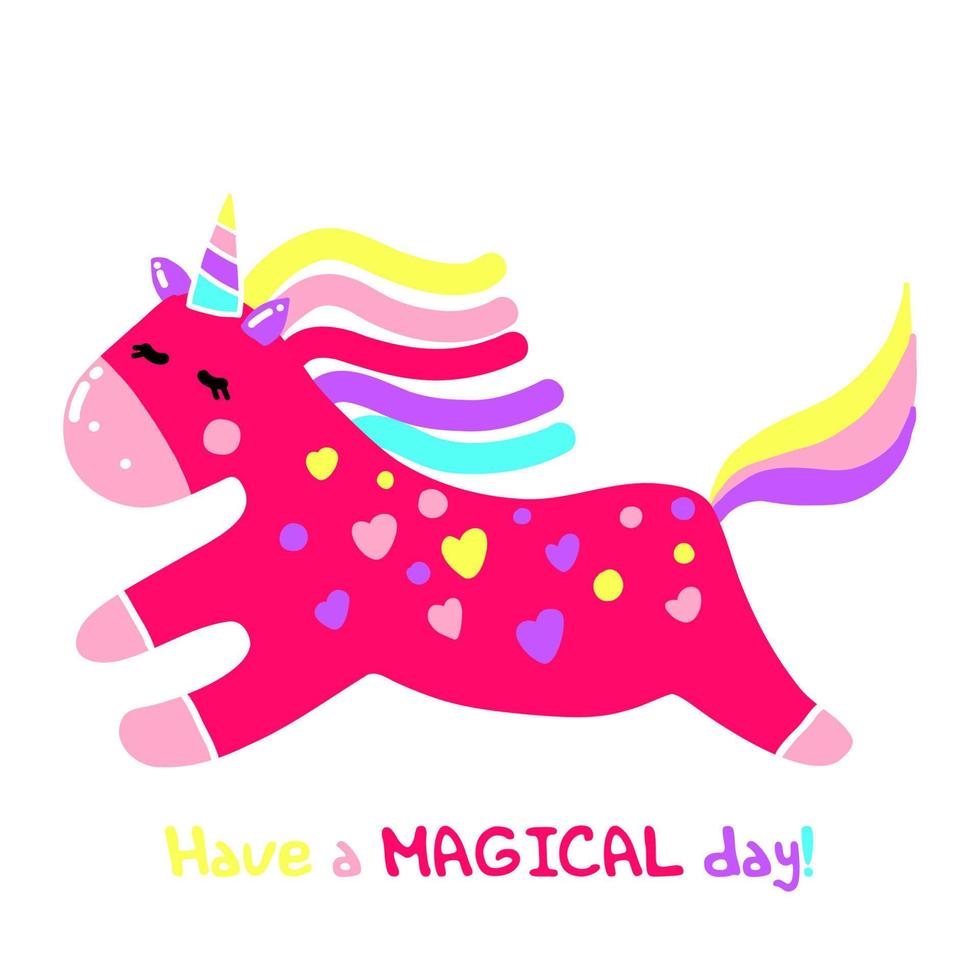 Cute Unicorn fly.  Pony cartoon animals vector