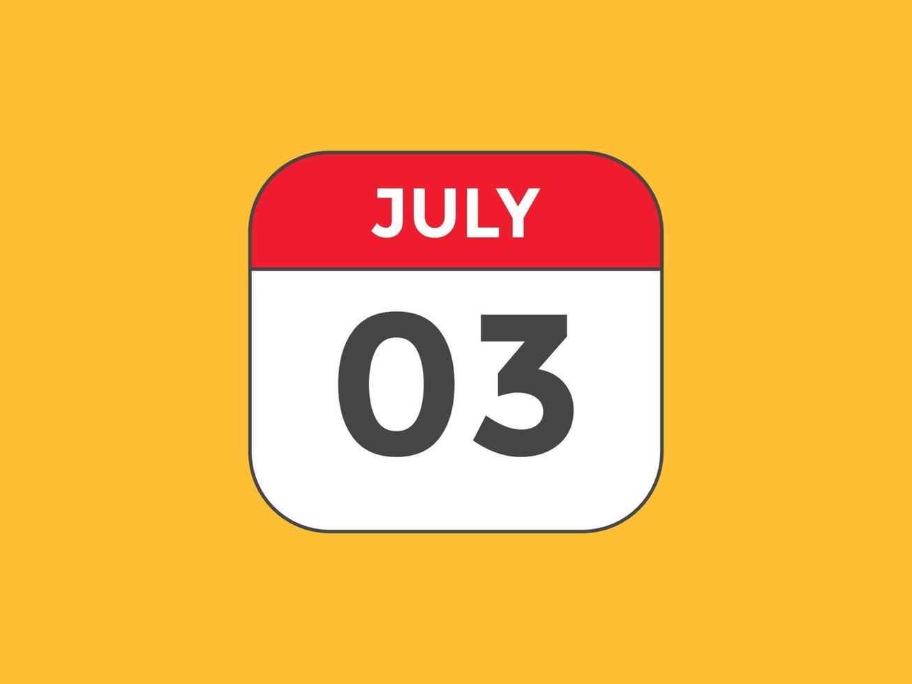 july 3 calendar reminder. 3rd july daily calendar icon template. Calendar 3rd july icon Design template. Vector illustration