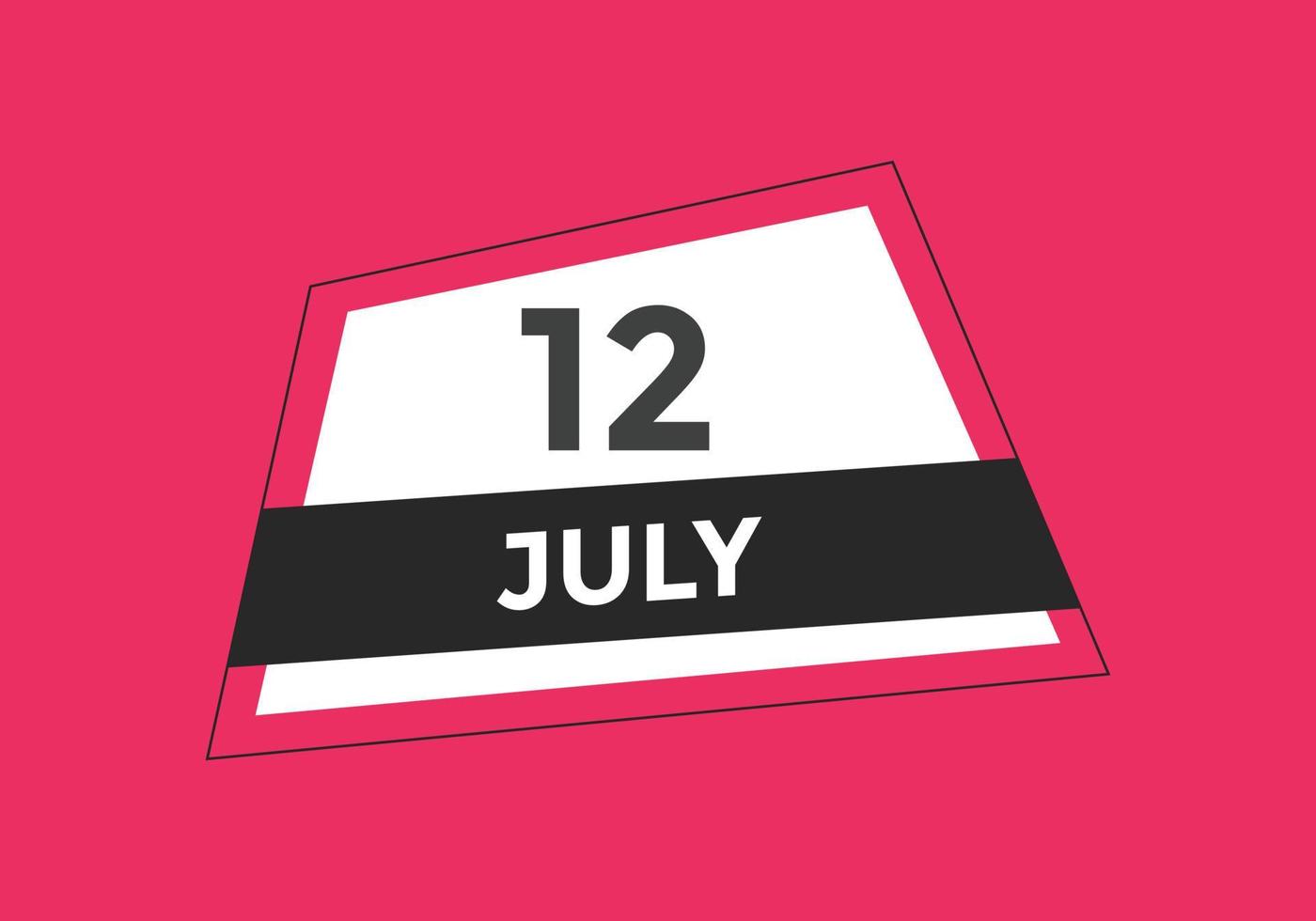 Recordatorio del calendario del 12 de julio. Plantilla de icono de calendario diario del 12 de julio. plantilla de diseño de icono de calendario 12 de julio. ilustración vectorial vector