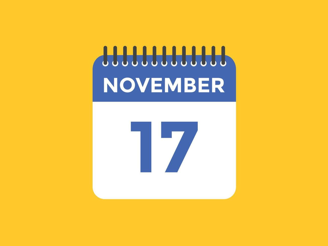 Recordatorio del calendario del 17 de noviembre. Plantilla de icono de calendario diario del 17 de noviembre. plantilla de diseño de icono de calendario 17 de noviembre. ilustración vectorial vector