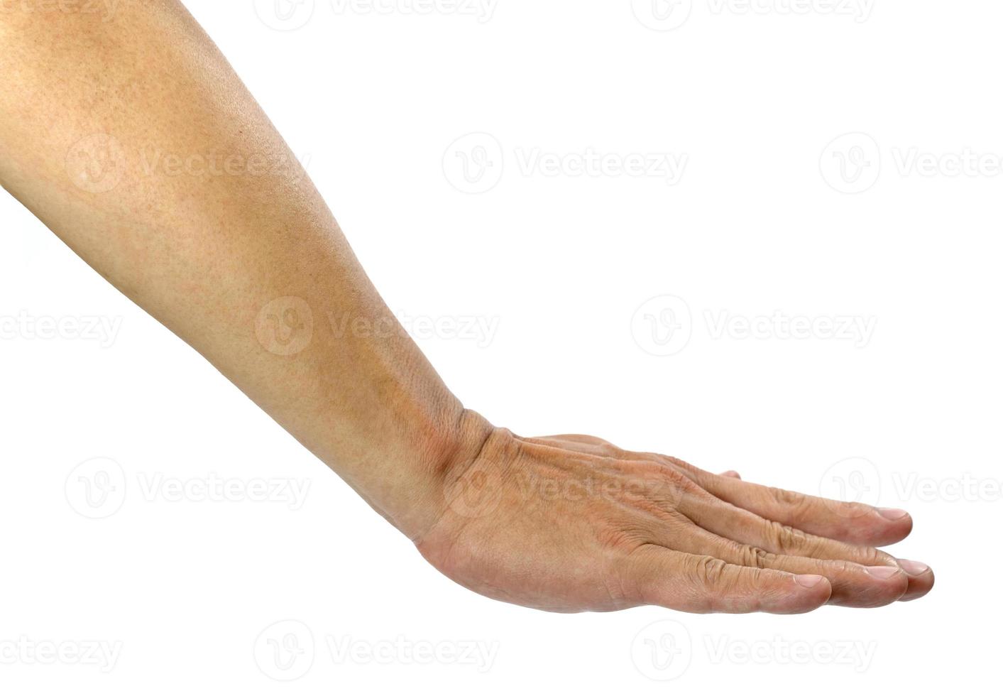 Hand virtual put against the floor, Isolated on white background photo