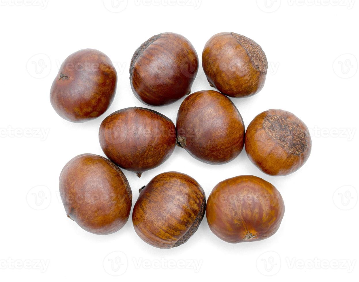roasted chestnut isolated on white background photo