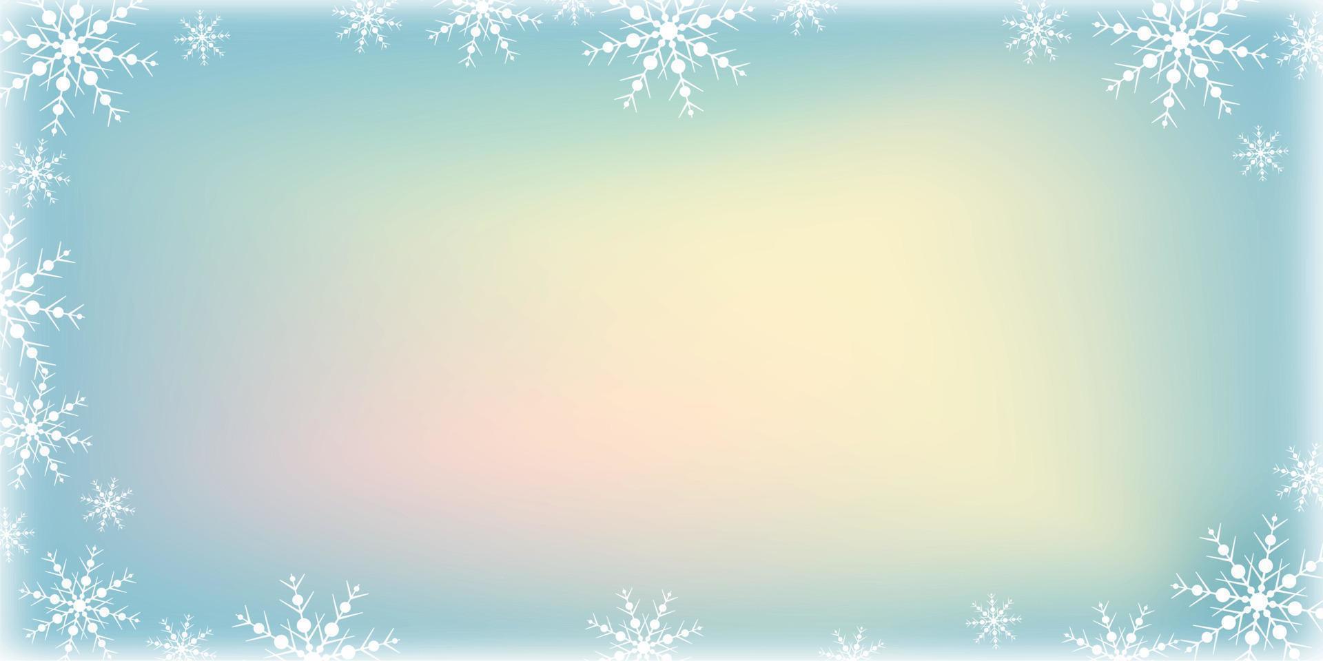 fondo de navidad de invierno con copos de nieve. ventana de invierno, suaves colores pastel, navidad y año nuevo. banner, plantilla, telón de fondo, lugar para texto, insertar. vector