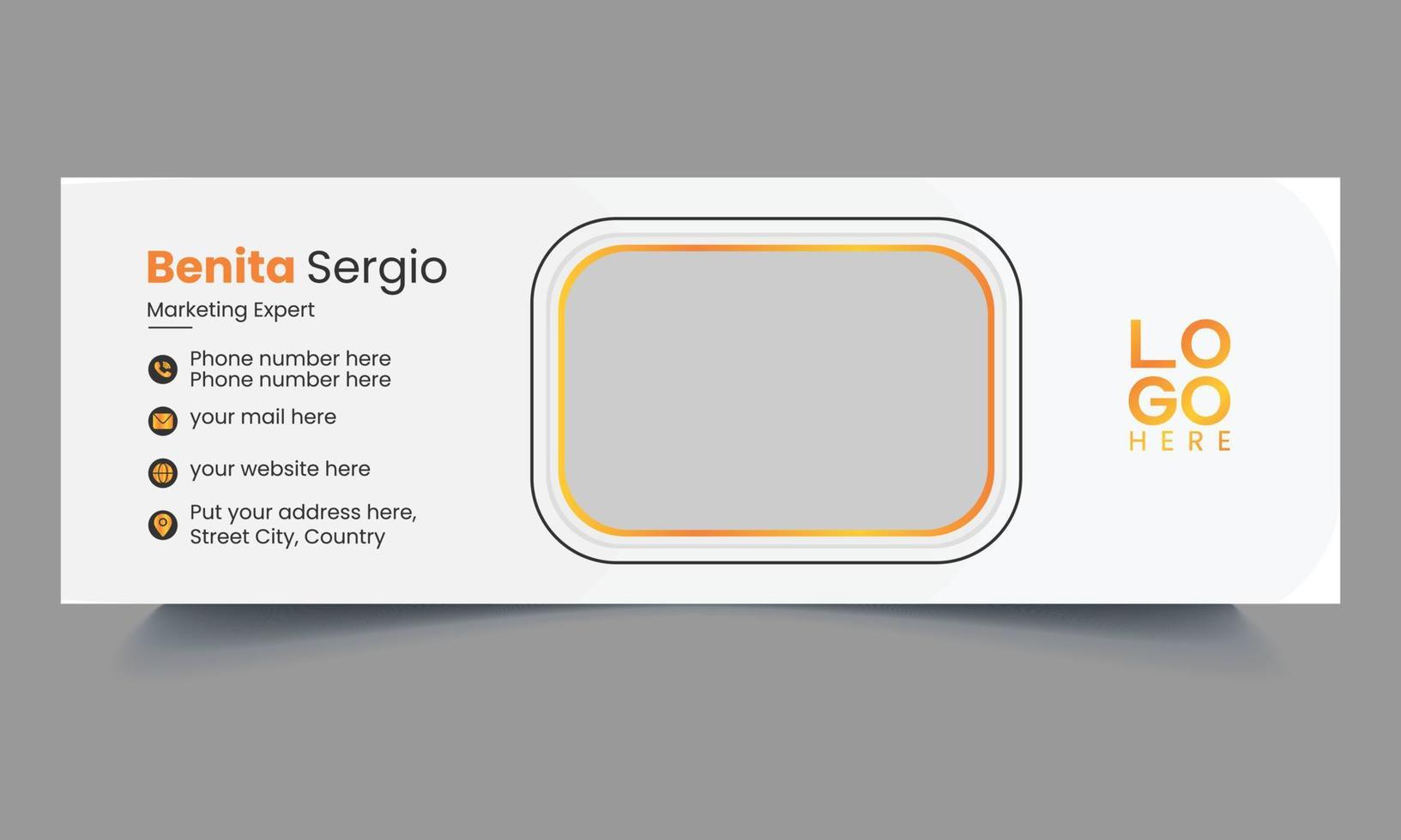 Business email signature with an author photo, Creative Minimalist email signature template design or email footer design vector