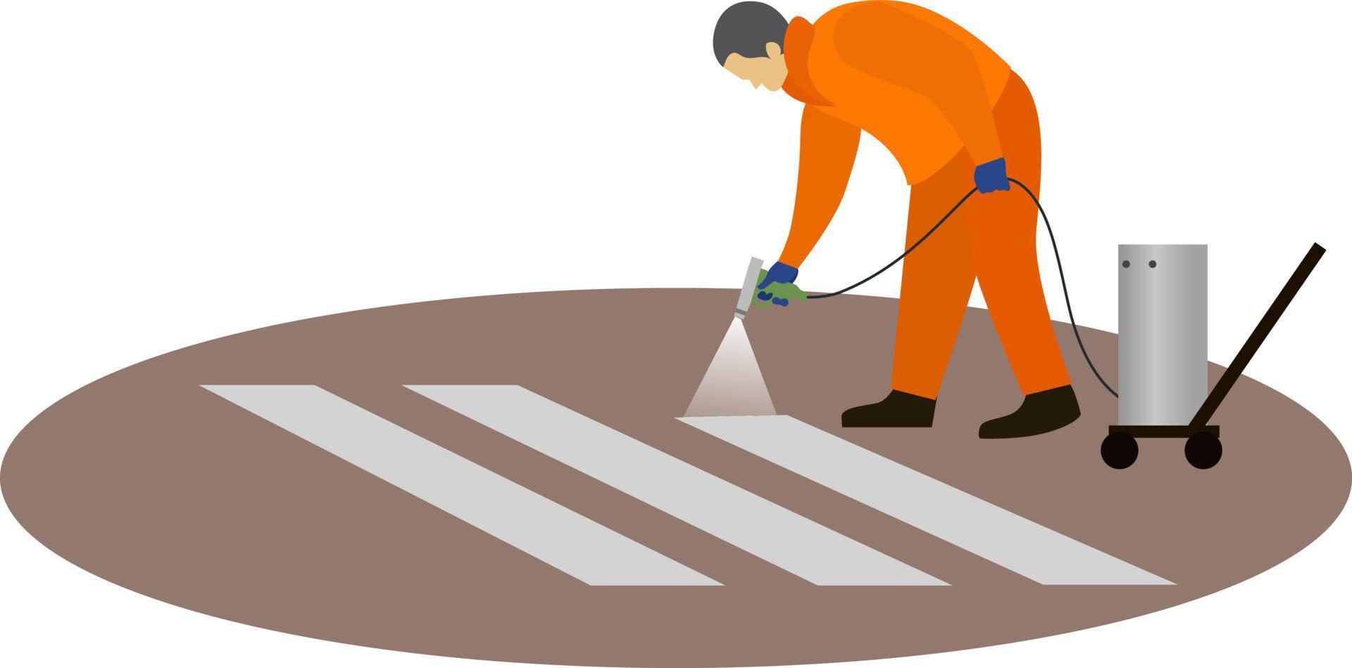 zebra cross painter, zebra crossing painting vector graphic illustration, road worker painting zebra cross