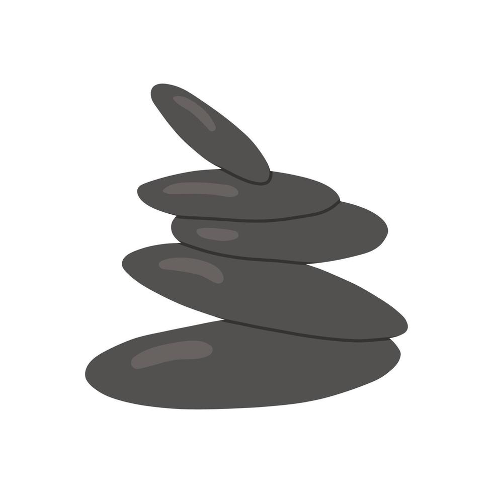 piedras de masaje simples y minimalistas, ilustración vectorial plana aislada en fondo blanco. conceptos de spa, relajación y meditación. masaje con piedras calientes. vector