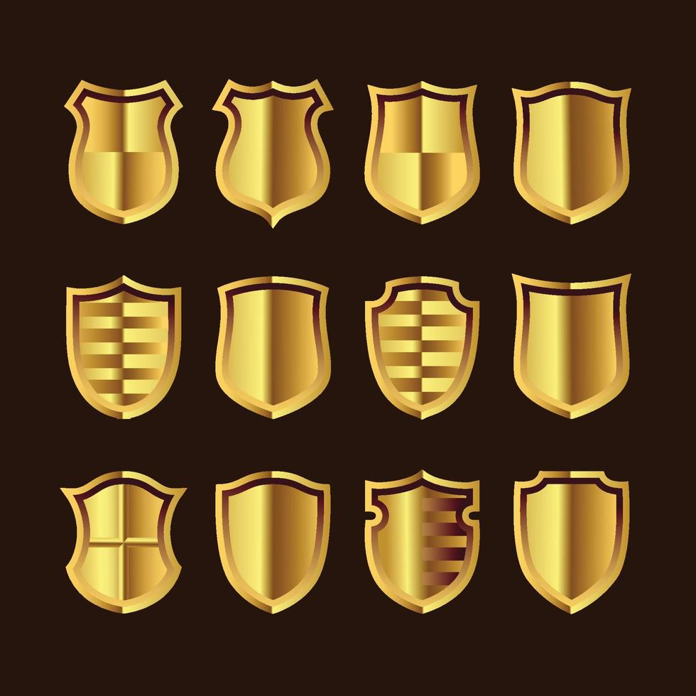 Shield Gold Icon Collection vector