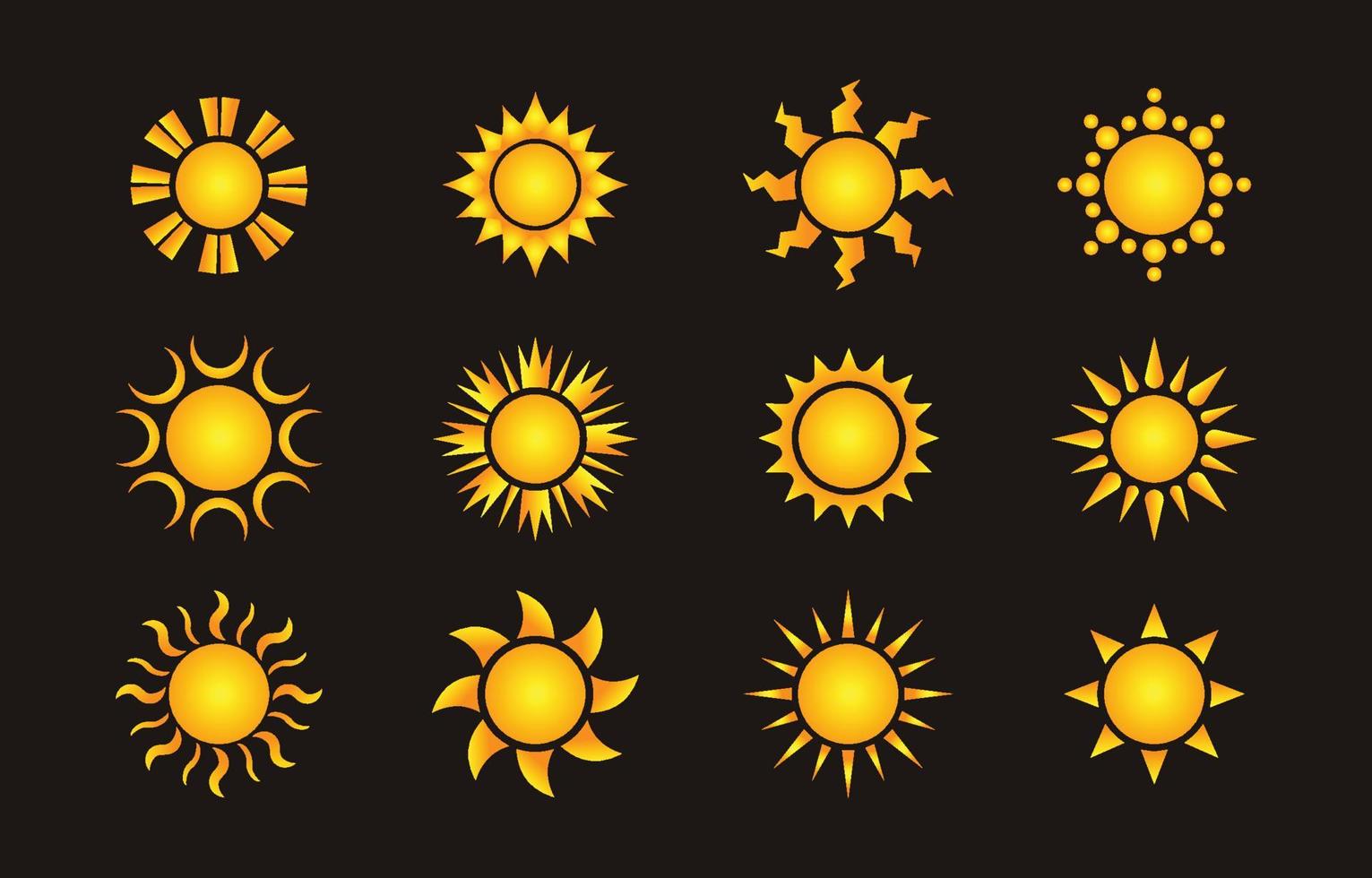 colección de iconos de sol de verano vector