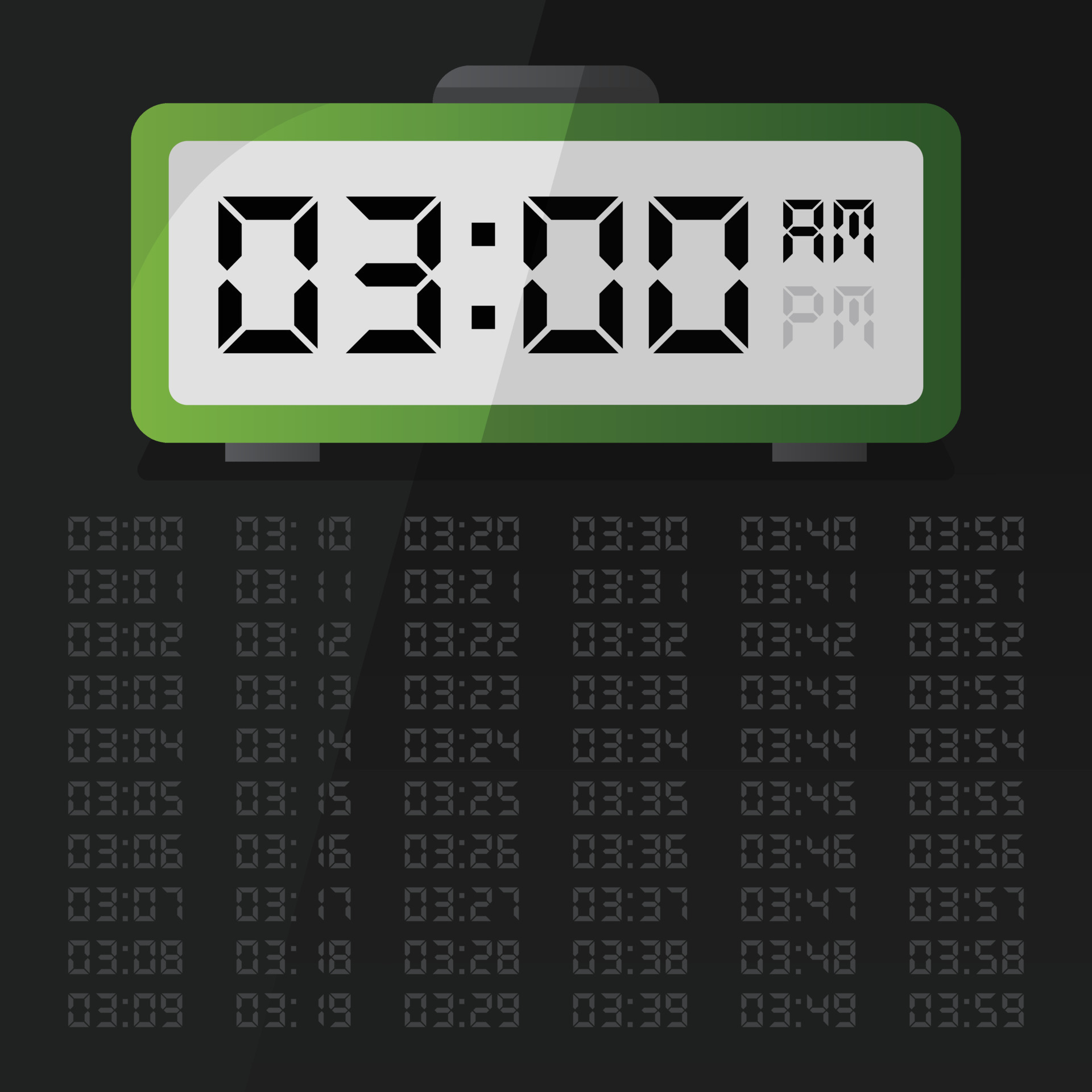 Digital clock displaying 3 o'clock with digital number set eps 10 free ...