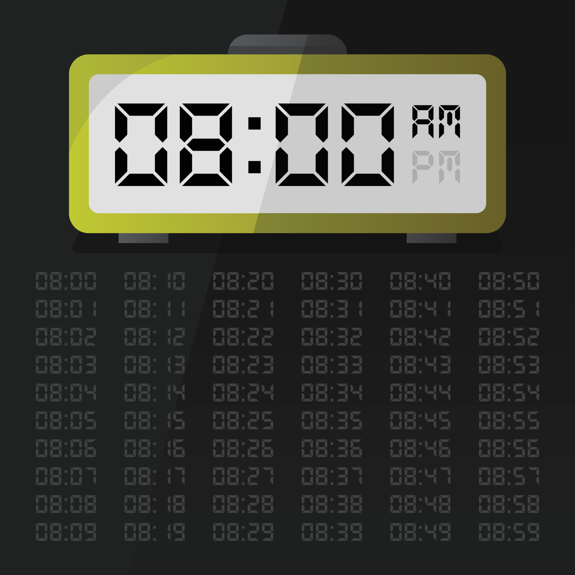 Digital Clock Displaying 8 O clock With Digital Number Set Eps 10 Free 