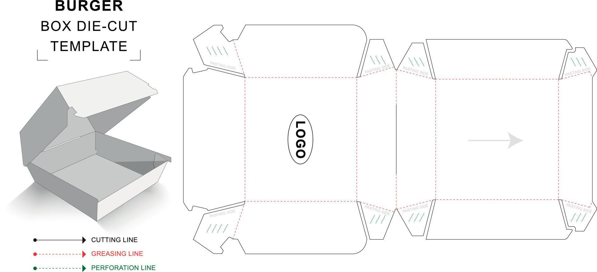 Burger Box Die Cut Template 11087035 Vector Art At Vecteezy
