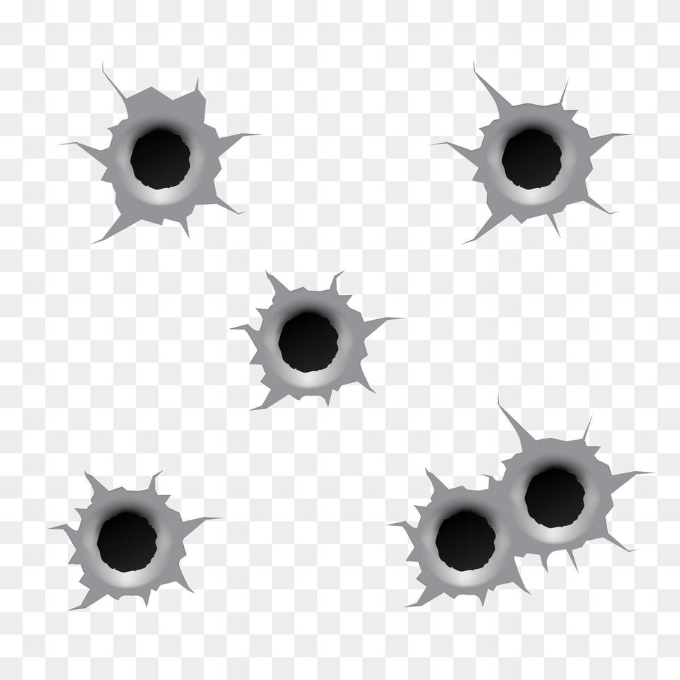 Bullet holes isolated. vector