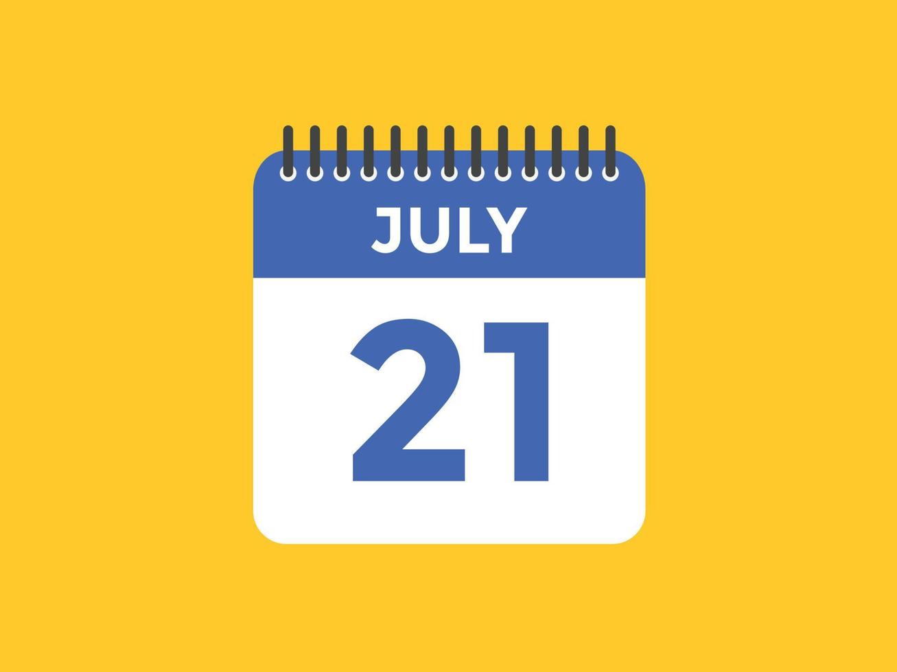 july 21 calendar reminder. 21th july daily calendar icon template. Calendar 21th july icon Design template. Vector illustration