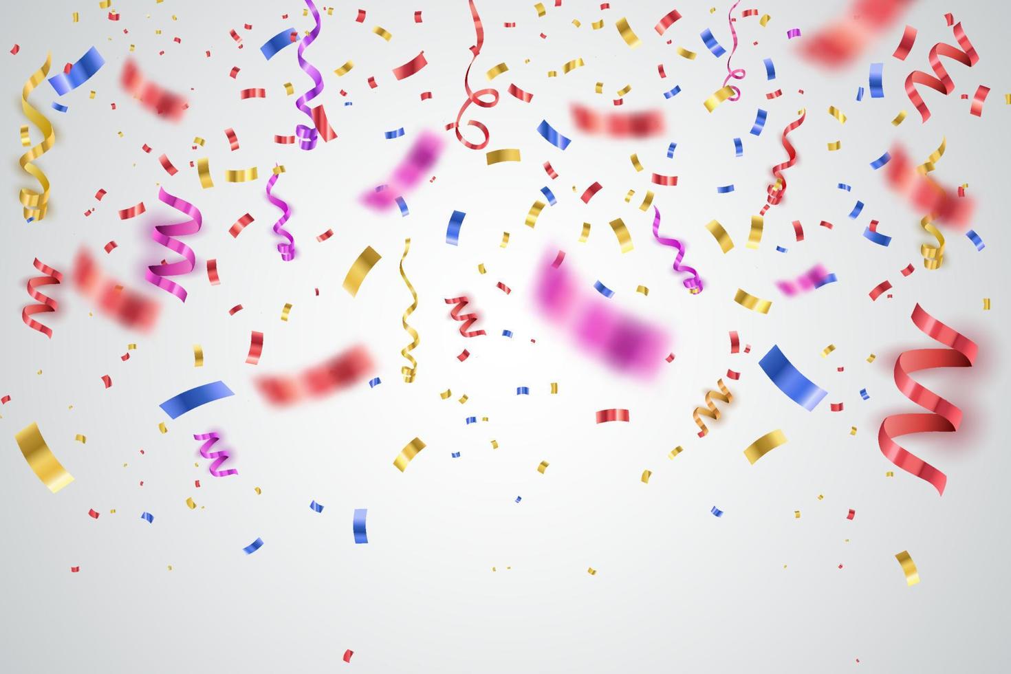 Colorful bright confetti isolated on transparent background. Festive vector illustration