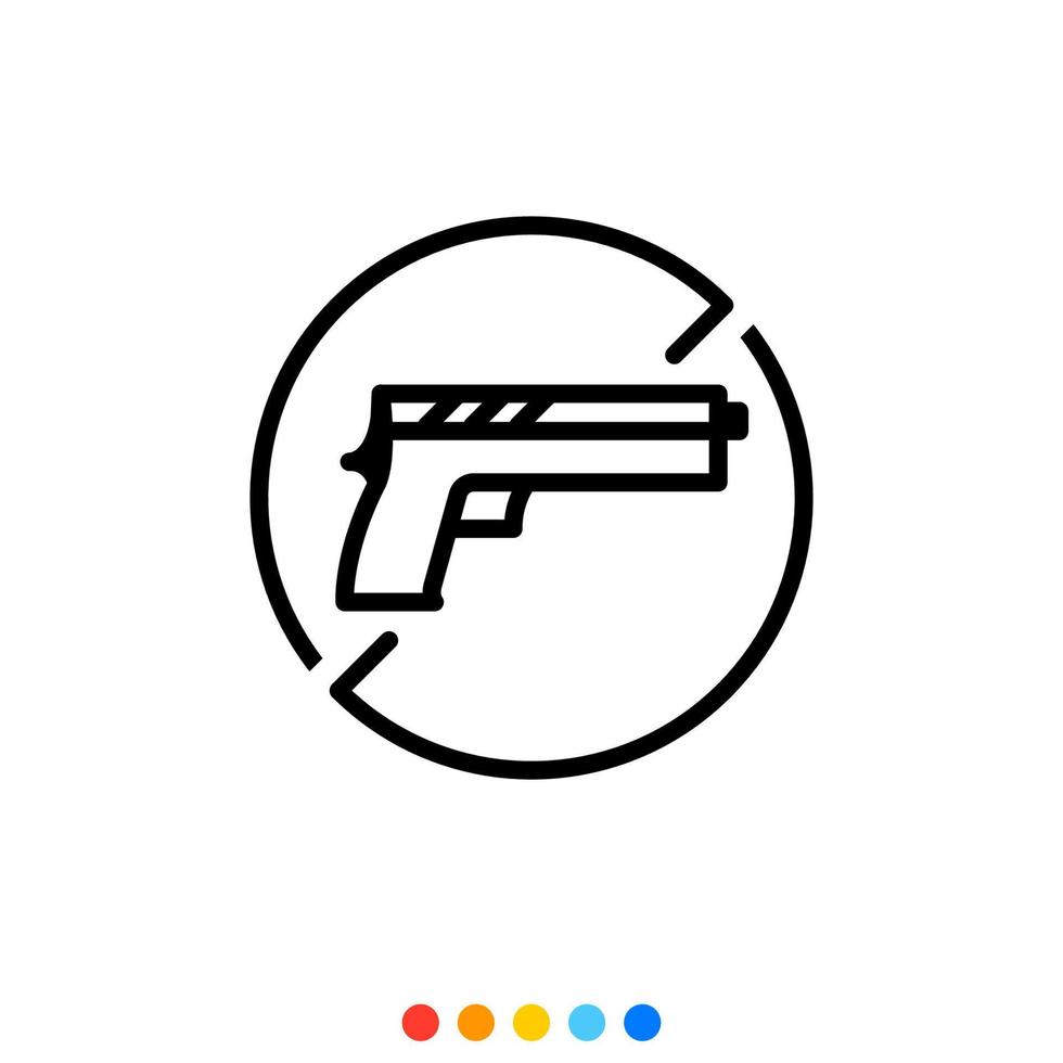 no se permiten armas ni armas, vector, icono, ilustración. vector